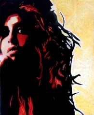 Amy Winehouse par Gary Storck, technique mixte sur toile, 3845cm